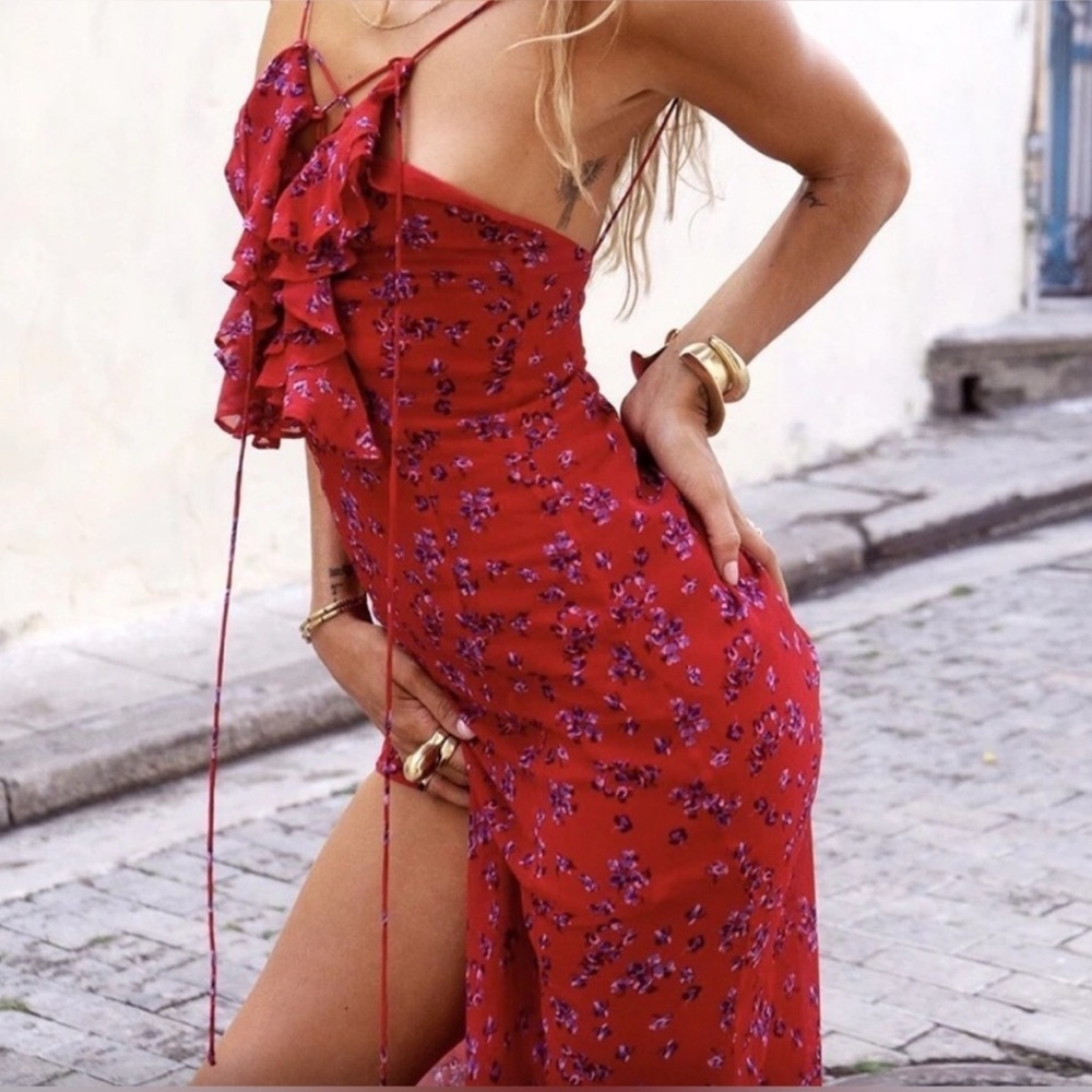 Rat & Boa Red Floral Dress
